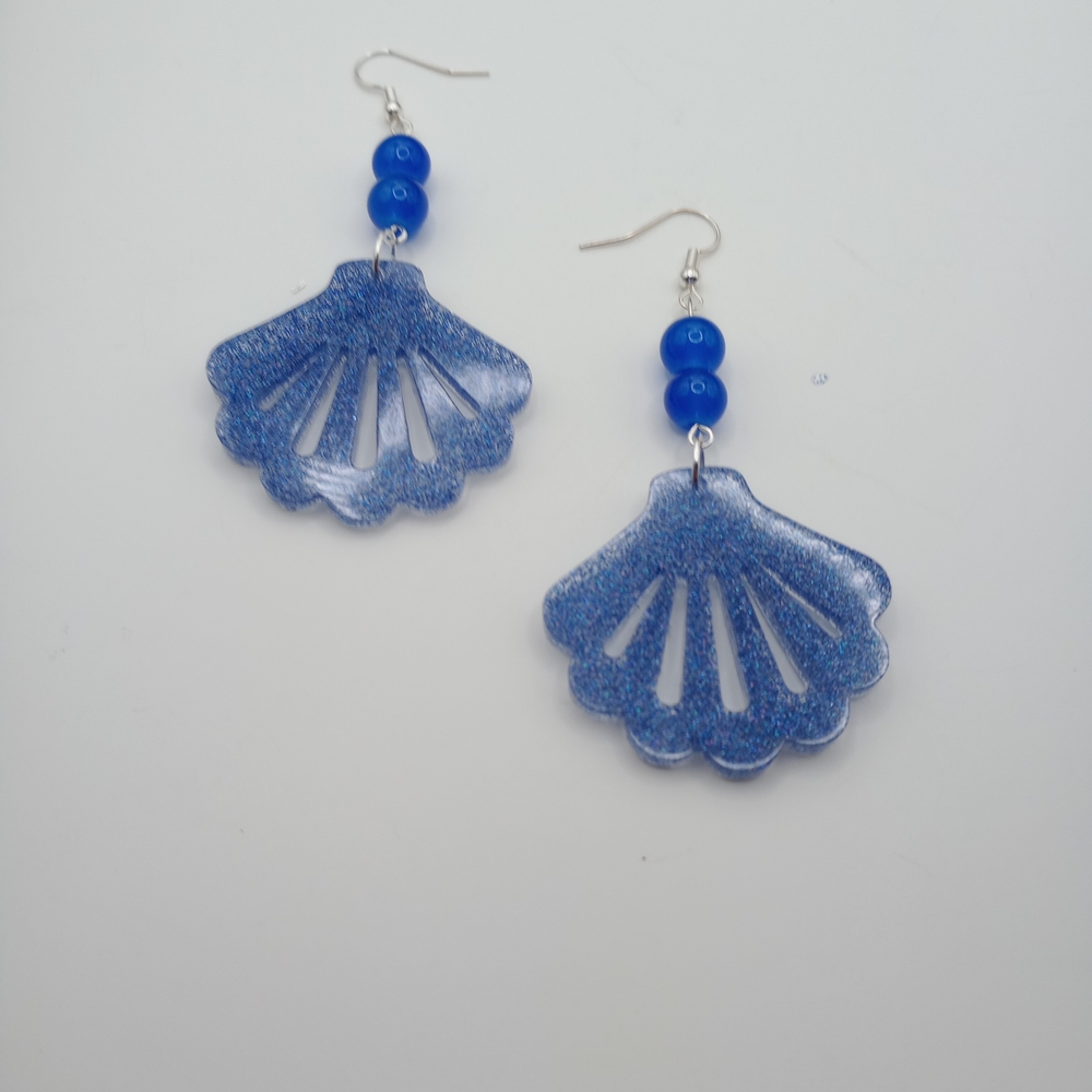 Blue Shell Earrings - Picture 10 of 10